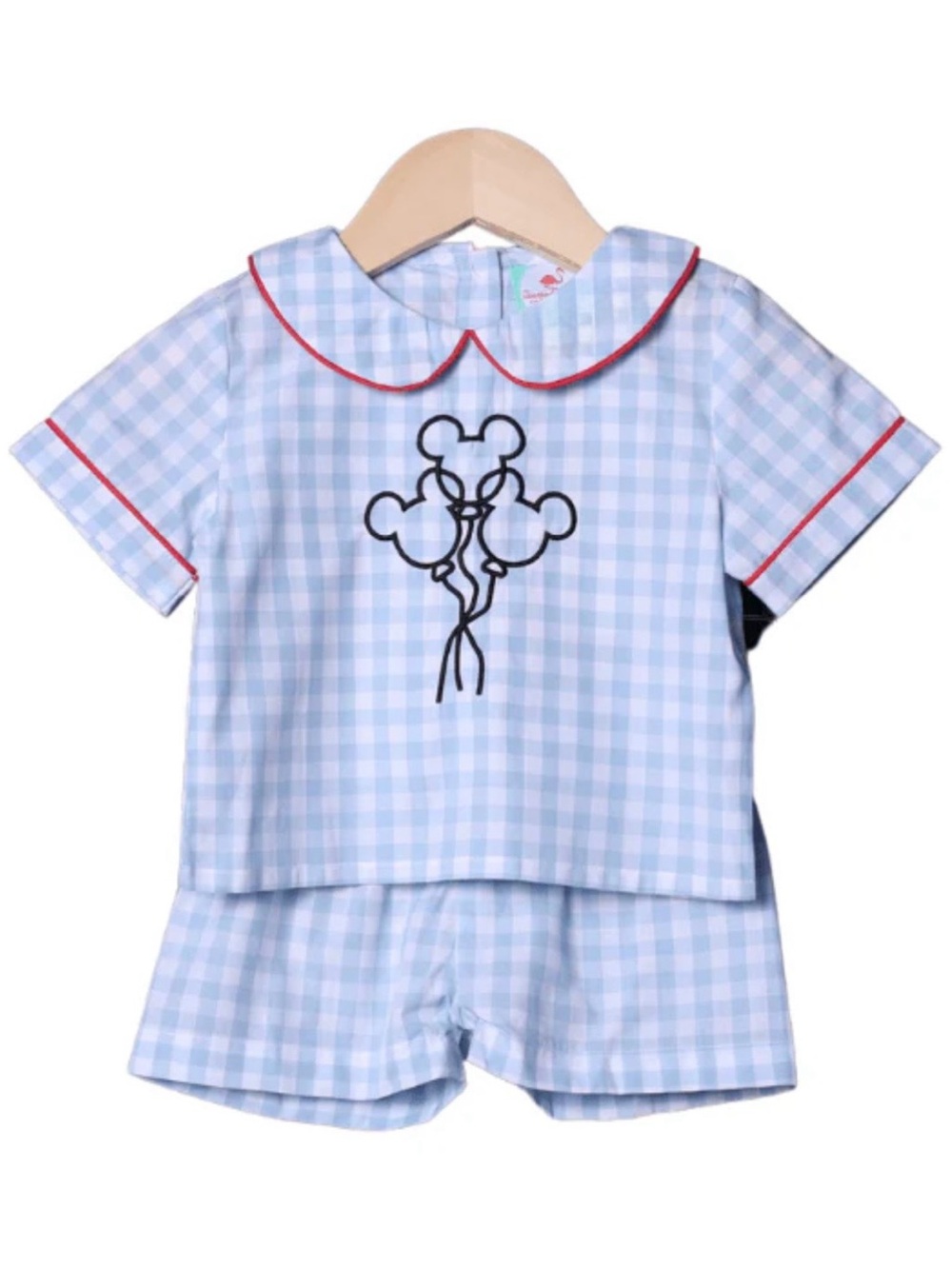 The Smocked Flamingo Embroidered Magical Mickey Mouse Balloons Short Set Size 4